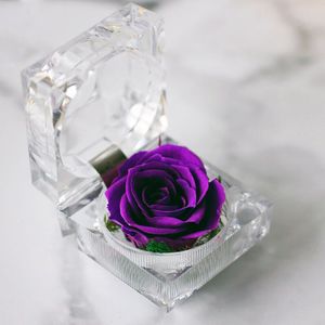 Romantische Roos Ring Box Bloem Eeuwige Rose Bloem Bruiloft Voorstellen Engagement Valentine Dag Box Verpakking Sieraden Case