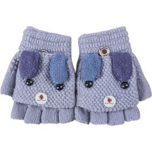 Winter Warm Kids Jongens Meisjes Cartoon Flip Top Knit Half Vinger Handschoenen Kinderen Wanten