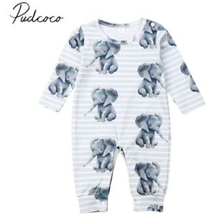 Baby Lente Herfst Kleding Pasgeboren Kids Baby Jongen Meisje Romper Jumpsuit Olifant Outfits Set Dieren Print Speelpakjes