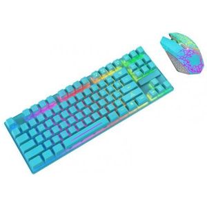 Draadloze Toetsenbord Muis Kit T87 Toetsen Mechanische Gevoel Gaming Toetsenbord Oplaadbare Led Backlit 2.4Ghz Muis 2400Dpi Met