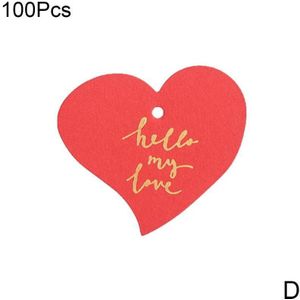 100 Stuks Rood Zwart Hart Vorm Papier Tag Voor Candy Cookies Display Verpakking Decors Label 7*6*5Cm Voor Wedding Valentine