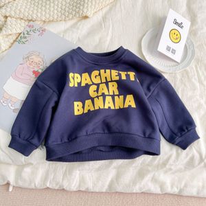 2022 Casual Lente Katoen Gebreide Baby Sweatershirt Meisjes Jongens Letters Tops Lange Mouw Mode Stijl Jongens T-shirt