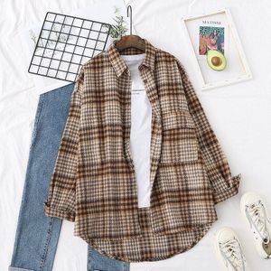 H. sa Top Vrouwen Casual Blouse En Tops Oversized Plaid Losse Tops Dikke Lente Out Jas Tops Blusa Mujer