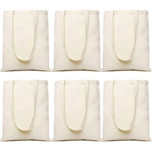 6 Pack Canvas Tassen Hold 35 Lbs Grote Katoen Herbruikbare Boodschappentassen Heavy Duty, Opvouwbaar, Ecofriendly