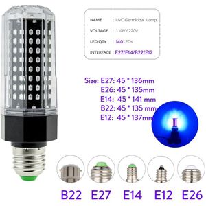 E27 E14 B22 Uvc Led Lamp 15W 20W Verlichting Huis Schoon Desinfectie Light 60W Ultraviolet Licht Bacteriedodende sterilisatie Lamp