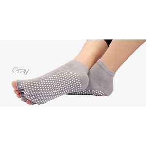 Veridical Gekamd Katoen Pilates Naadloze Vijf Vinger Sokken Voor Vrouw Compressie Pvc Antislip Effen Atletische Harajuku Teen Sokken