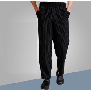 S-3XL Zwart Gestreepte Chefpants Voor Mannen Keuken Hotel Coffee Shop Geruite Overalls Werk Broek Chefwear