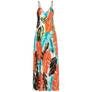 Vrouwen Boho Maxi Lange Strand Jurk Mouwloze Spaghetti Band Bloem V-hals Losse Jurk Straat Strand Jurken Plus Size