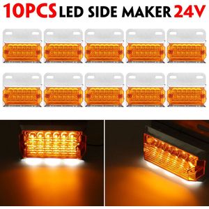 10Pcs 24V 15 Led Zijmarkeringslichten Auto Externe Lichten Squarde Waarschuwing Achterlicht Signaal Lampen Auto Trailer vrachtwagen Vrachtwagen Amber