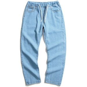 Mannen Jeans Plus-Size 3XL Losse Enkellange Eenvoudige All-Wedstrijd Straight Elastische Taille Denim Broek mens Casual Trendy Street-Wear