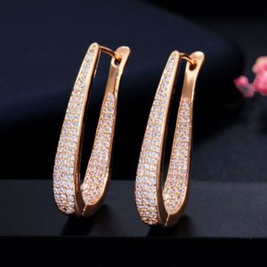 Cwwzircons Micro Pave Zirconia Stone White Gold Luxe Grote Hoepel Oorbellen Mode-sieraden Cadeau Voor Vrouwen Brincos CZ593