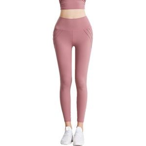Vrouwen Dubbelzijdige Huidvriendelijke Yoga Broek Hoge Taille Lift Hip Sport Yoga Fitness Broek Roze