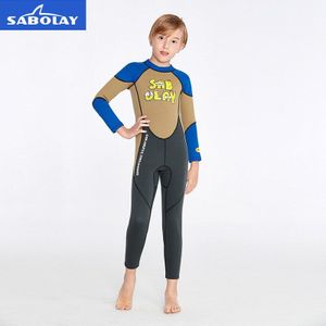 2Mm Kids Badpak Zonnebrandcrème Een Stuk Wetsuit Lange Mouwen Kinderen Surfen Snorkelen Sneldrogende Kwallen duiken Pak UPF50 +