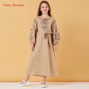 Meisjes Grijs Moslim Jurk Bloemen Abaya Voor Kinderen Dubai Turkije Bangladesh Kaftan Turkse Islamitische Kleding Vestidos De Festa