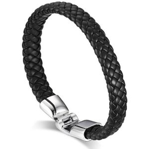 Vnox Vintage Heren Lederen Armband Gevlochten Polsband Zwart Wit Koffie