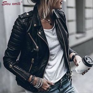 Blauw Ruit Lederen Jas Voor Vrouwen Klinknagel Punk Moto Jas Faux Jas Jaquetas Couro Casaco Jas Chaqueta Cuerina Mujer