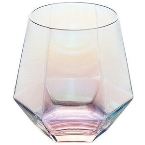 Diamant Zeshoekige Transparante Glazen Whiskey Cocktail Bier Glas Dik Base Huishoudelijke Water Glazen Beker Voor Koffie Melk Thee