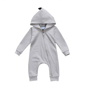 Baby Jongen Meisje 3D Dinosaurus Kostuum Solid Roze Grijs Rompertjes Warm Lente Herfst Katoen Romper Playsuit Kleding