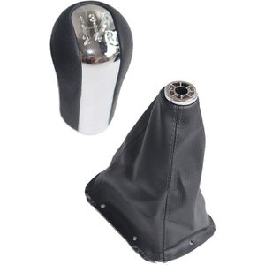 Chroom & Lederen Auto Shift Pookknop Hendel Gaitor Boot Cover Voor Toyota Avensis T25 MK2 Ii 2003