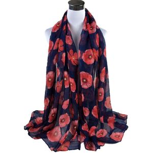 Red Poppy Print Lange Sjaal Bloem Strand Wrap Dames Shawl sjaal vrouwen echarpe hiver femme foulard femme szaliki ik chusty #30