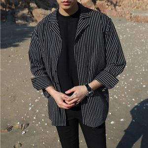 Classic Zwart Wit Gestreepte Shirt Heren Lange Mouw Koreaanse Mode Trend Oversized Mannelijke Casual Shirts Camisa Sociale Masculina