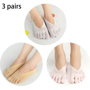 Met Gel Tab Boot Sok Nylon 3 Paar Ademende Zomer Pure Kleur Vrouwen Teen Sokken Compressie Sokken Onzichtbare