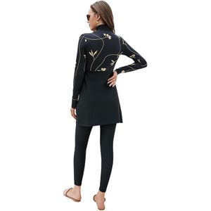 Lizhilizhi Zomer Arabische Badpak Conservatieve Tweedelige Lange Mouw Jurk Zwemmen