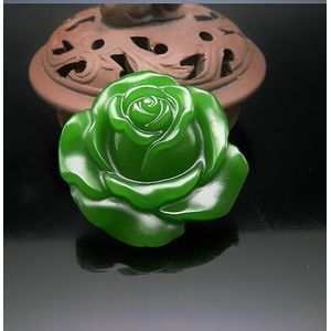 Natuurlijke Groene Jade Rose Hand-Gesneden Lucky Amulet Ketting Hanger