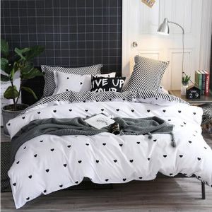 Bonenjoy Zwart En Wit Beddengoed Set Kingsize Hart Gedrukt Beddengoed Sets Ropa De Cama Y Edredones Queen Bed cover Beddengoed