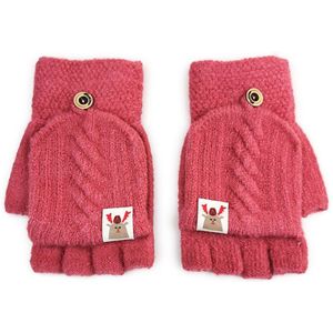 Winter Warm Verdikking Wollen Handschoenen Gebreide Flip Vingerloze Half-Vinger Handschoenen Wanten Vrouwen