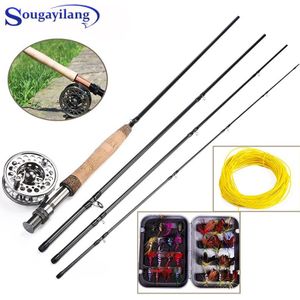 Sougayilang 2.7M Fly Hengel Set Draagbare Reizen Fly Rod En Fly Reel Combo Met Fly Vislijn Lokt box Combo