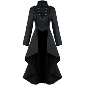 Vrouwen Gothic Steampunk Knop Kant Corset Halloween Kostuum Jas Tailcoat Jas herfst winter jassen en jassen vrouwen jas