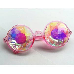 1 Paar Clear Ronde Bril Caleidoscoop Eyewears Kristal Lens Party Rave Zonnebril Vrouwelijke Mannen Bril Party Queen