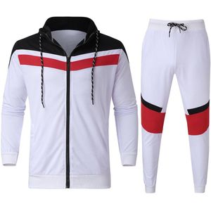 Casual mannen Hoodie Sweatshirt Top Broek Sets Mode Patchwork Sport Lange Broek Pak Trainingspak Mannelijke Rits Jas Broek
