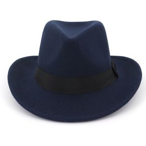 Mannen Vrouwen Wol Western Cowboy Hoed Met Doek Riem Brede Rand Jazz Hoed Sombrero Hombre Cap Size 56-58 cm