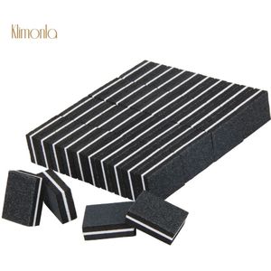 50 Stks/partij Zwart Dubbelzijdig Schuren Schuurpapier Nagelvijlen Mini Kubus Vorm Sponge Nail Buffer Blok Manicure Nagelsalon Levert