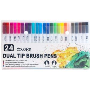 24 Kleur Vilt Tip Pen Kinderen Art Supplies Kalligrafieborstel Art Markers Schets Pen Belettering Manga Marker Aquarel Borstel Pen