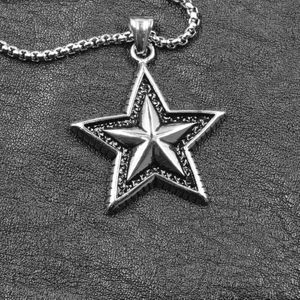 Mode goud zilver kleur 316L rvs ketting Ketting Voor Mannen Ronde Pentagram hanger mannelijke Sieraden