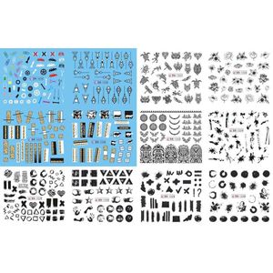 12Pcs Abstracte Vrouwen Gezicht Nail Sticker Water Transfer Abstract Beeld Nail Slider Decals Bloem Decoratie Bn1621-1632
