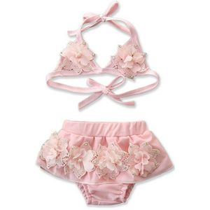 Zomer meisjes badmode soild baby kids badmode biquini infantil badpakken falbala bikini Meisje Badmode