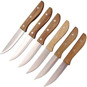 6 Stks/set Roestvrij Staal Steak Mes Set Steak Messen Met Houten Handvat Tafel Messen Set Restaurant Bestek Servies
