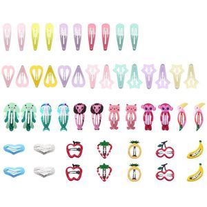 100Pcs Mix Kleur Verschillende Prints Willekeurige Hairgrip Haar Clip Snap Haar Clips Voor Kinderen Meisjes Haar Accessoires Vrouwen JXN010