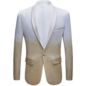 Pyjtrl Mens Gradiënt Kleur Shiny Goud Zilver Slim Fit Blazer Stadium Zangers Jasje Bruiloft Bruidegom Prom Smoking Kostuum