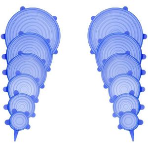 12 Stks/set Silicone Stretch Cover Vers Houden Cover Universal Cover Afsluitdeksel Ondoordringbare Super Elasticiteit Plastic Wrap
