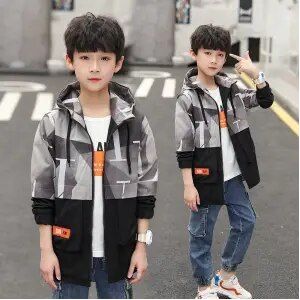 Tiener Jongens Winddicht Gedrukt Jas 2022 Lente Herfst Hooded Grote Kinderen Rits Jas Jongen Lange Windjack Koreaanse Kids top