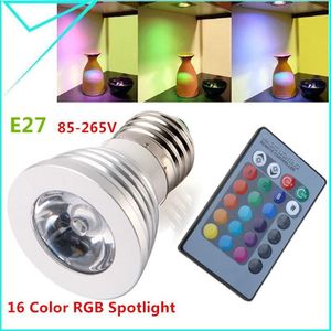 1Pcslowest Prijs Rgb Lamp Led E27 E14 GU10 GU5.3 85-265V Rgb Led Lamp Rgb Spotlight With24Keys ir Afstandsbediening 5W Led Lamp