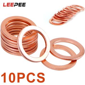 Leepee 10 Stuks/set Carterplug Oliekeerringen Gereedschappen Bevestigingsmiddelen Accessoires Voor Auto Vrachtwagen Voertuig 10*14*1Mm massief Koperen Verpletteren Ringen