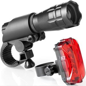 Joshock Fietslicht T6 Led Fietsen Front Light Led Fiets Licht Lamp Torch Waterdicht Zoom Zaklamp Met Gratis Achterlicht