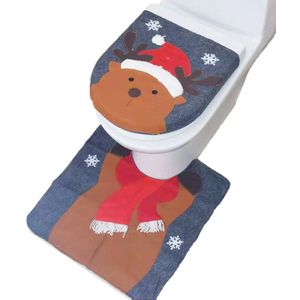3 Pcs Kerst Toiletbril 3 Pcs Cover Decoratie Rug Gelukkig Decor Kerstman Mat Feestelijke Set Xmas Thuis Badkamer elf Sneeuwpop