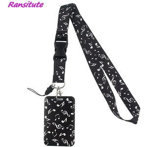 Ransitute R1506 Zwarte En Witte Toetsen Note Lanyard Credit Card Id Houder Tas Student Reizen Bank Bus Visitekaartje Cover badge